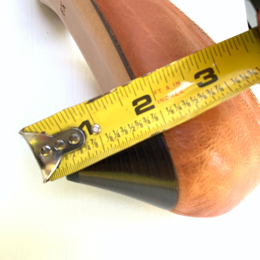 Diana Broussard Brown Leather D'Orsay Pumps 8.5 Square Toe Gold Ring Y2K Siren - Picture 10 of 10